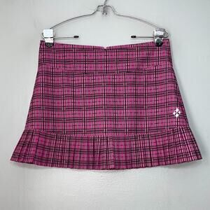4 All JoFit Skort Size 6 Pink Plaid Pleated Skort Tennis Golf Sporty Academia